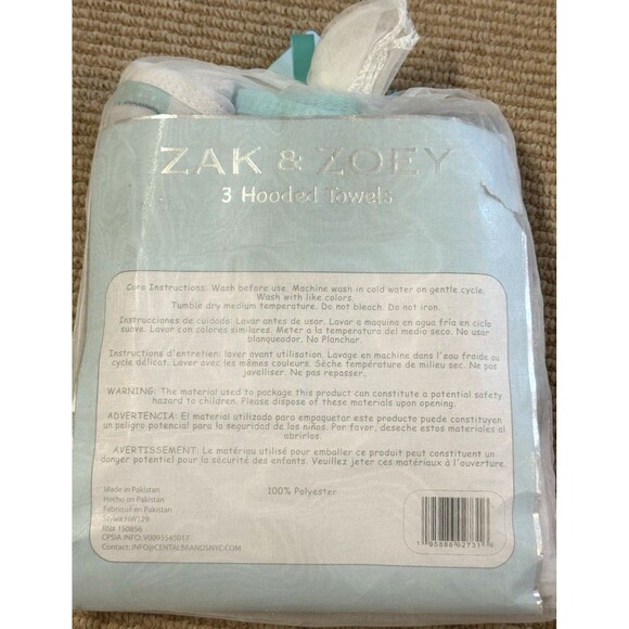 Zak & Zoey 3 hooded towels Set Baby Shower, Alligator Zoo, Animals NIB - Picture 11 of 11